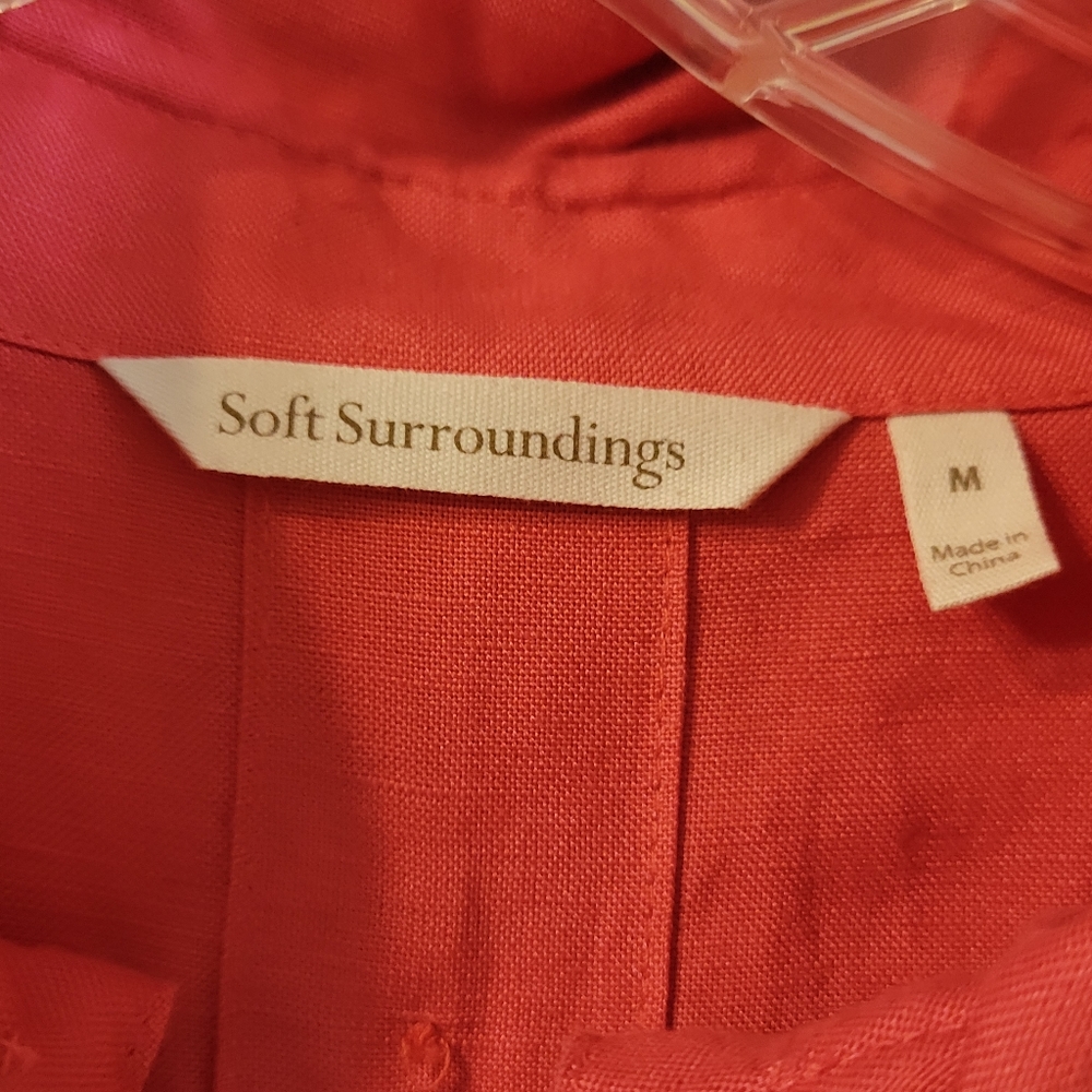 Soft Surroundings Medium orange button down top linen blend - Picture 6 of 6